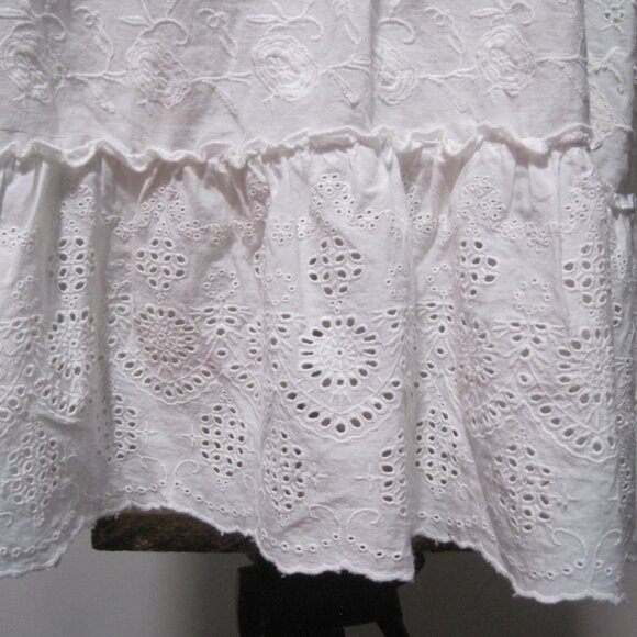 So Women's X-Large Half Button Cotton Breathable Tank Top White Flowery - Picture 4 of 10